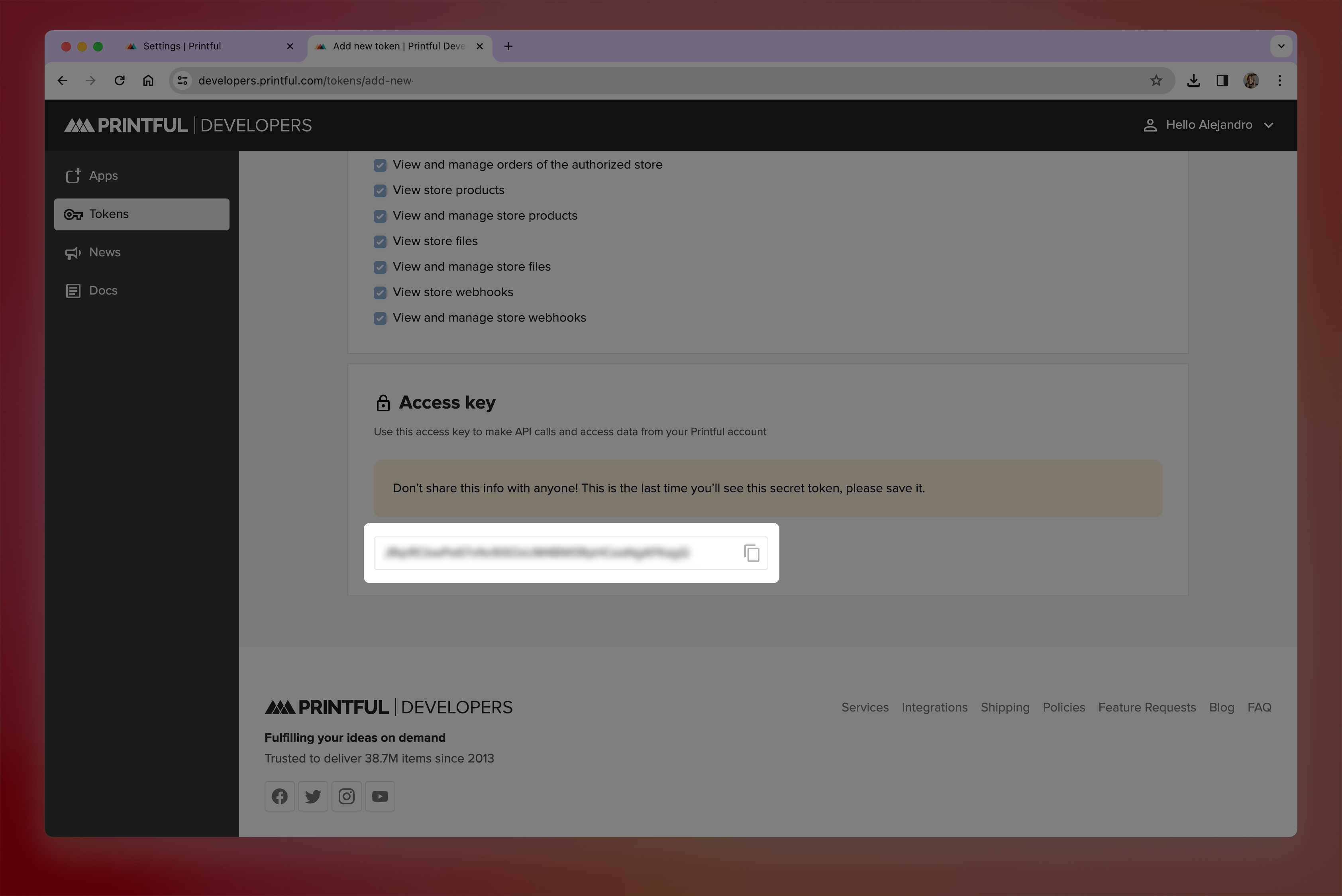 printful token created.png